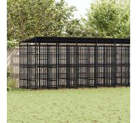 vidaXL Gabbia per Cani da Esterno con Tetto in Acciaio 16,59 m²