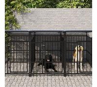 vidaXL Gabbia per Cani da Esterno con Tetto in Acciaio 18,77 m²