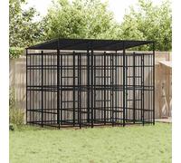 vidaXL Gabbia per Cani da Esterno con Tetto in Acciaio 5,53 m²
