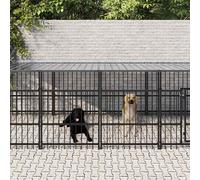 vidaXL Gabbia per Cani da Esterno con Tetto in Acciaio 9,38 m²