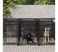 vidaXL Gabbia per Cani da Esterno con Tetto in Acciaio 9,38 m²