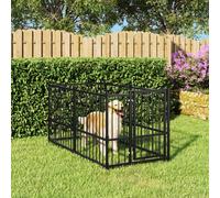vidaXL Gabbia per Cani Nera 193,5x97x100 cm in Acciaio