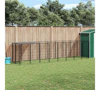 vidaXL Gabbia per Cani Nera 4,84 m² in Acciaio