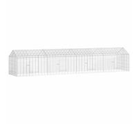 vidaXL Gabbia per Conigli Argento 400 x 78 x 78 cm Acciaio zincato