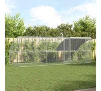 vidaXL Gabbia per polli 3 pcs Argento 600 x 200 x 200 cm Acciaio e PE