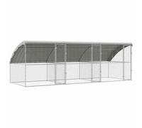 vidaXL Gabbia per polli 3 pcs Argento 600 x 200 x 200 cm, Recinto per polli moderno per giardino e terrazzo, in acciaio resistente, sicuro per gli animali all'aperto