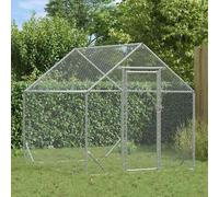 vidaXL Gabbia per polli Argento 200 x 170 x 177 cm Acciaio zincato