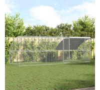 vidaXL Gabbia per polli Argento 600 x 200 x 198.5 cm Acciaio zincato