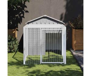 vidaXL Gabbia per polli con recinto grigio chiaro 117x201x123 cm