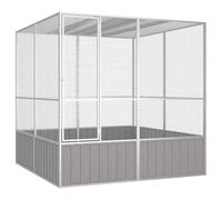 vidaXL Gabbia per Uccelli Grigia 213,5x217,5x211,5 cm Acciaio Zincato