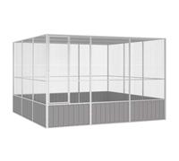 vidaXL Gabbia per Uccelli Grigia 302,5x324,5x211,5 cm Acciaio Zincato