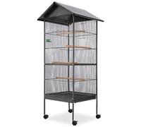 Gabbia per Uccelli in Acciaio con Tetto 66x66x155 cm