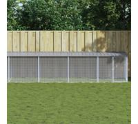 vidaXL Gabbia Polli Tetto Grigio Chiaro 1003x98x90 cm Acciaio Zincato
