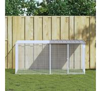 vidaXL Gabbia Polli Tetto Grigio Chiaro 203x98x90 cm Acciaio Zincato