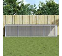 vidaXL Gabbia Polli Tetto Grigio Chiaro 403x98x90 cm Acciaio Zincato
