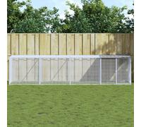 vidaXL Gabbia Polli Tetto Grigio Chiaro 403x98x90 cm Acciaio Zincato