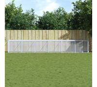 vidaXL Gabbia Polli Tetto Grigio Chiaro 603x98x90 cm Acciaio Zincato