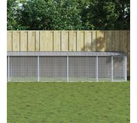 vidaXL Gabbia Polli Tetto Grigio Chiaro 803x98x90 cm Acciaio Zincato