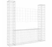 vidaXL Gabbione a U con 2 Pali in Ferro 140x20x150 cm
