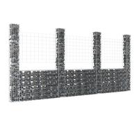 vidaXL Gabbione a U con 4 Pali in Ferro 380x20x200 cm