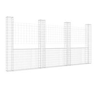 vidaXL Gabbione a U con 4 Pali in Ferro 380x20x200 cm