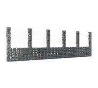 vidaXL Gabbione a U con 6 Pali in Ferro 620x20x200 cm