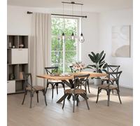 vidaXL Gamba Tavolo da Pranzo a Forma di Ragno Nero 120x68x(72-73) cm