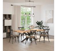 vidaXL Gamba Tavolo da Pranzo a Forma di Ragno Nero 150x78x(72-73) cm