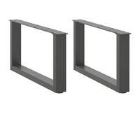 vidaXL Gambe per Tavolino da Caffè a Forma di U 2 pz Antracite 70x(30-31) cm Acciaio