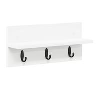 vidaXL Gancio appendiabiti da parete, 40 x 10,5 x 18 cm, bianco, in legno, organizer salvaspazio con ripiani e ganci per vestiti