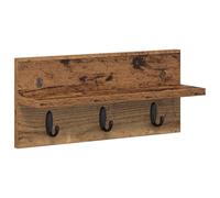 vidaXL Gancio da parete per vestiti con vano portaoggetti, in legno antico, 40 x 10,5 x 18 cm, opaco, design moderno, con ganci per appendere