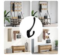 vidaXL Gancio per vestiti 12 pz Nero 102 x 29 x 47mm Lega di Zinco