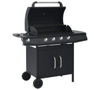 vidaXL Gasgrill 4+1 Flammen Schwarz Stahl