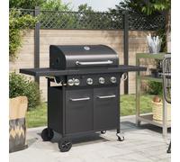 vidaXL Gasgrill mit 5 Flammen Schwarz Pulverbeschichteter Stahl