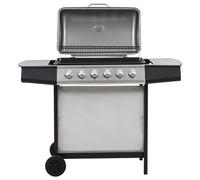 vidaXL Gasgrill mit 6 Flammen Edelstahl Silbern