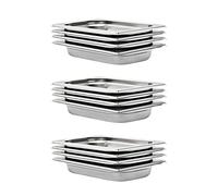 vidaXL 12x Contenitori per Alimenti Impilabili Universali Rettangolari Atossico Teglie Cucina GN 1/4 40 mm in Acciaio Inox Argento