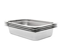 vidaXL 4x Contenitori Gastronorm Impilabili Universali Rettangolari Atossico Teglie Cucina 1/1 100mm in Acciaio Inox Argento