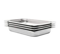 vidaXL Contenitori Gastronorm Impilabili Atossici 1/1 65 mm Acciaio Inox Argento 4x