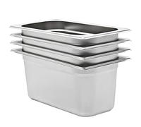 vidaXL Contenitori Gastronorm Rettangolari Impilabili Atossico GN 1/3 150 mm Acciaio Inox Argento
