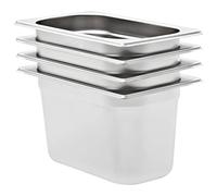 vidaXL 4x Contenitori Gastronorm Impilabili Universali Rettangolari Atossico Teglie Cucina GN 1/4 150mm in Acciaio Inox Argento