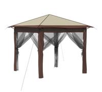vidaXL Gazebo con 4 Pareti 2,6 x 2,6 m Crema e Marrone