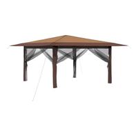 vidaXL Gazebo con 4 Pareti Laterali 4 x 4 m Beige e Marrone