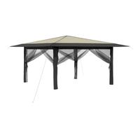 Gazebo con 4 Pareti Laterali 4 x 4 m Crema e Antracite
