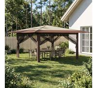 vidaXL Gazebo con 4 Pareti Laterali 4 x 4 m Crema e Marrone