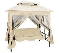 vidaXL Gazebo con Dondolo Bianco Crema Letto Giardino Parasole 2 Persone Amaca