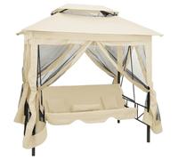 vidaXL Gazebo con Dondolo Bianco Crema Letto Giardino Parasole 2 Persone Amaca