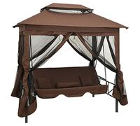 vidaXL Gazebo con Dondolo Caffè Letto da Giardino Tenda Parasole per Esterno