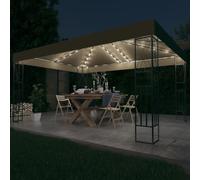 Gazebo con Luci a Stringa LED 3x4 m in Tessuto Grigio Talpa
