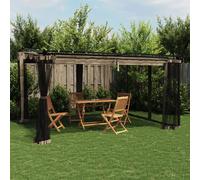 vidaXL Gazebo con Pareti in Rete Tortora 4x3 m in Acciaio, Gazebo da Esterno, Padiglione, pergola, Gazebo da Patio, Padiglione da Giardino