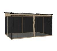 vidaXL Gazebo con Pareti in Rete Tortora 4x3 m in Acciaio, Gazebo da Esterno, Padiglione, pergola, Gazebo da Patio, Padiglione da Giardino